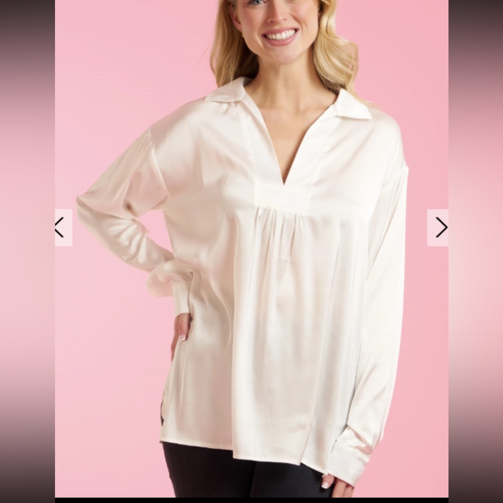 NWT Glam White Satin top!